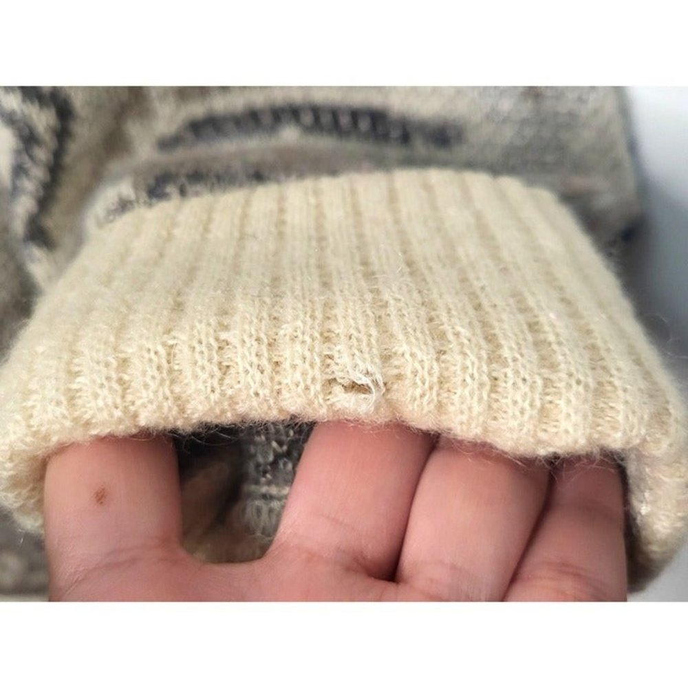 Vintage BOGNER Cardigan Aztec Cat Print Nordic Outdoor Mohair Sweater WOMENS 10 - Picture 7 of 11